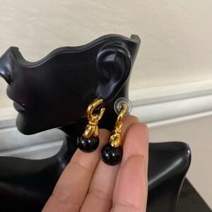 Vintage Gold-Tone Large Pearl Drop Earrings